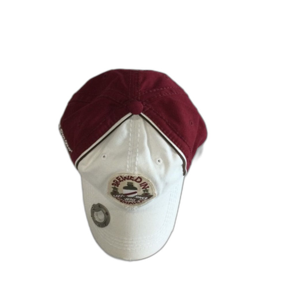 Red Stripe Cap Hat Men's Adjustable Strap Brewed in Jamaica Brim Bottle Opener - Picture 8 of 8